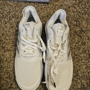 Adidas Silver and White Athletic Shoes